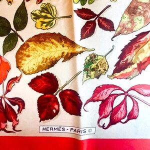 Authentic Hermes scarf in rare falling leaves pattern